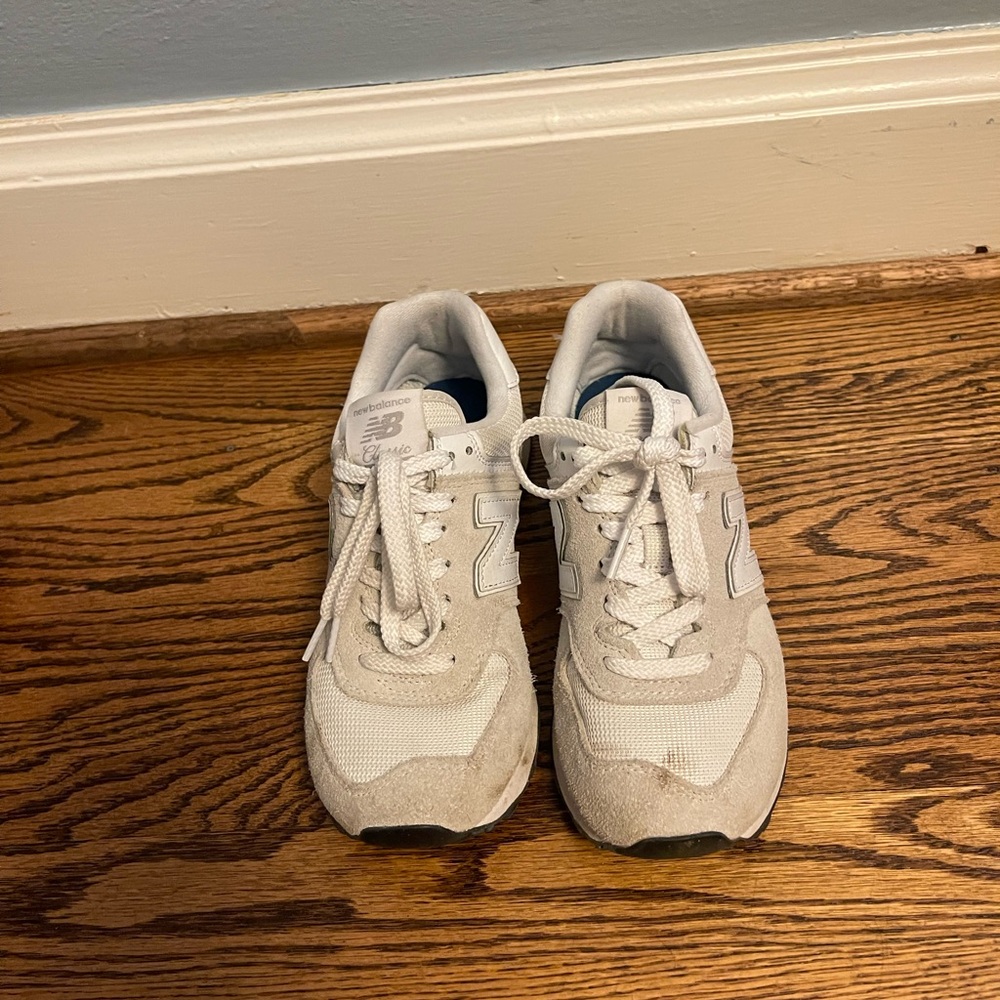 New Balance Cream Lace-Up Sneakers